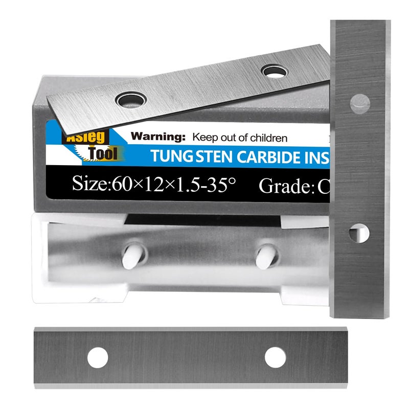 Asieg Tool 60x 12 x 1.5mm 2-3/8 inch Carbide Inserts Cutter Blades Paint Scraper 2 Edges for Woodworking Surfacing Groove Helical Planer Cutter Heads and Hand Hold Scraper 10pcs - Image 1